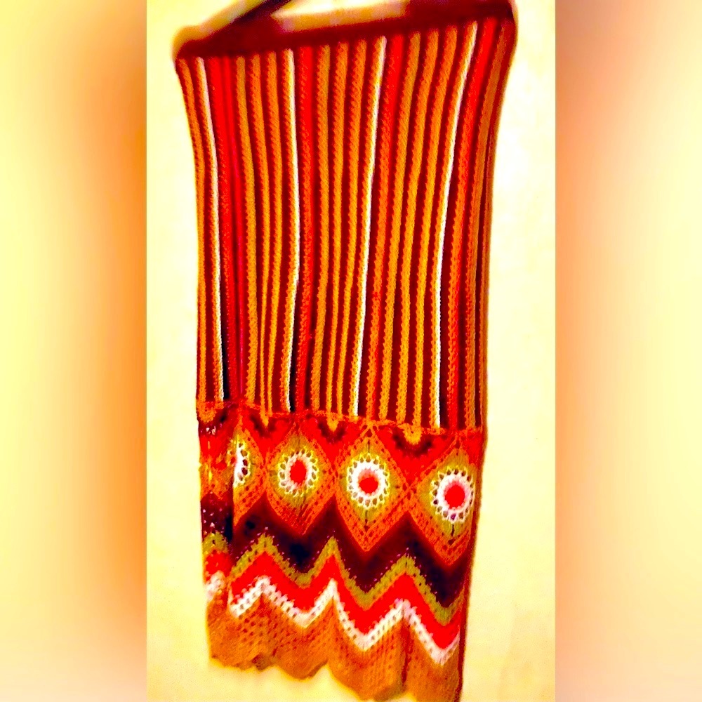 SO Crochet Dress, Floral, Zigzag and Lined Multicolored Dress, Size Small
